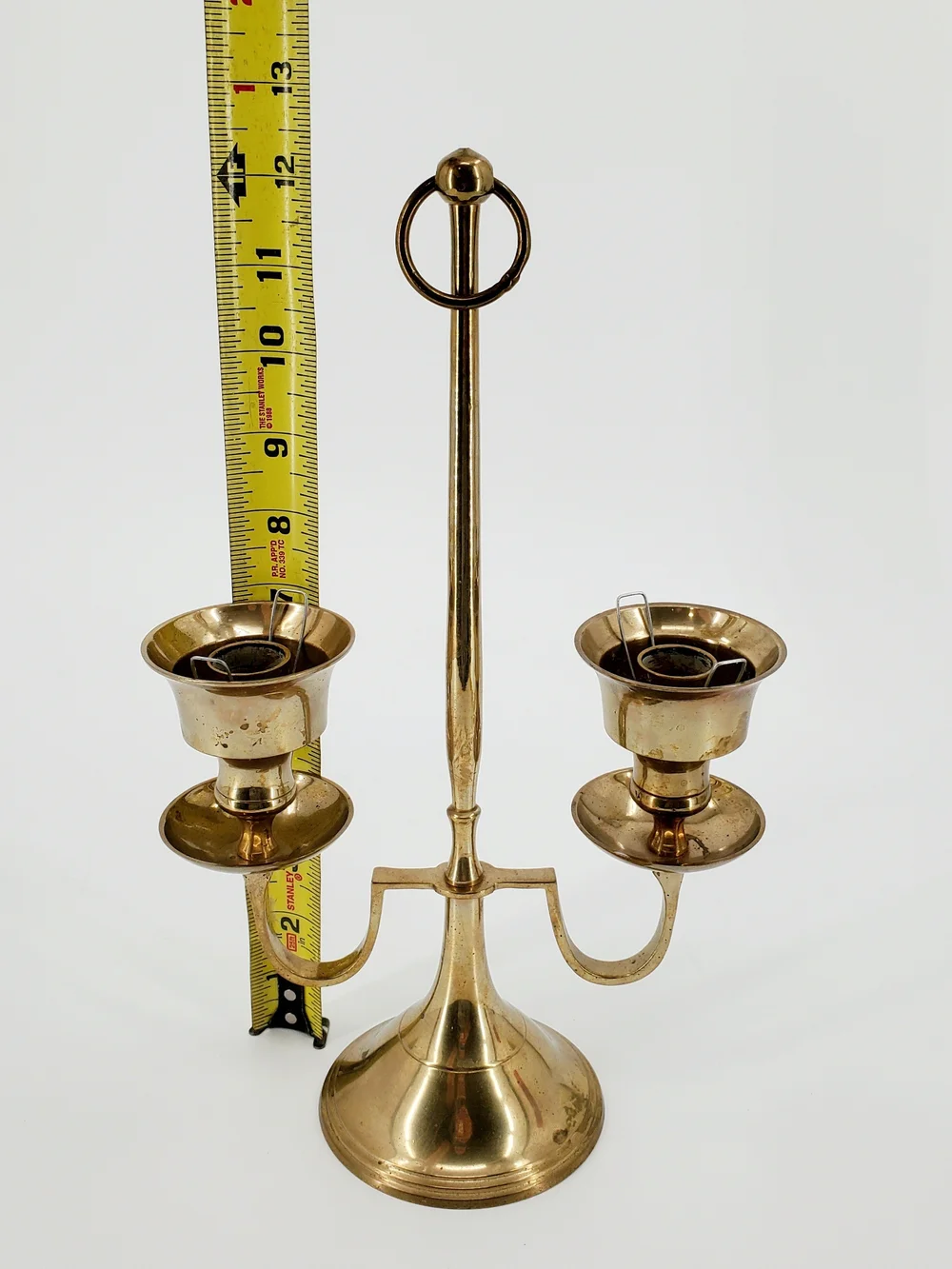 Brass Candelabra Double Arm Candle Stick Holder 12 Inch Tall Vintage